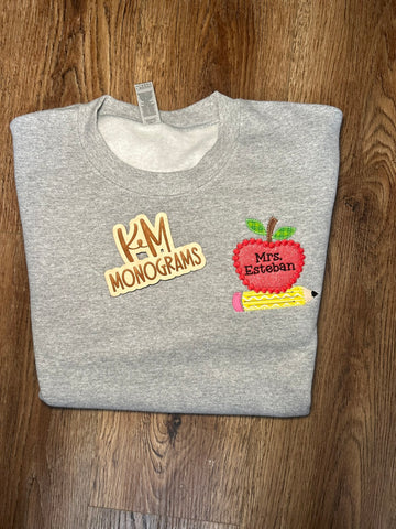 Personalized Apple Teacher Embroidered